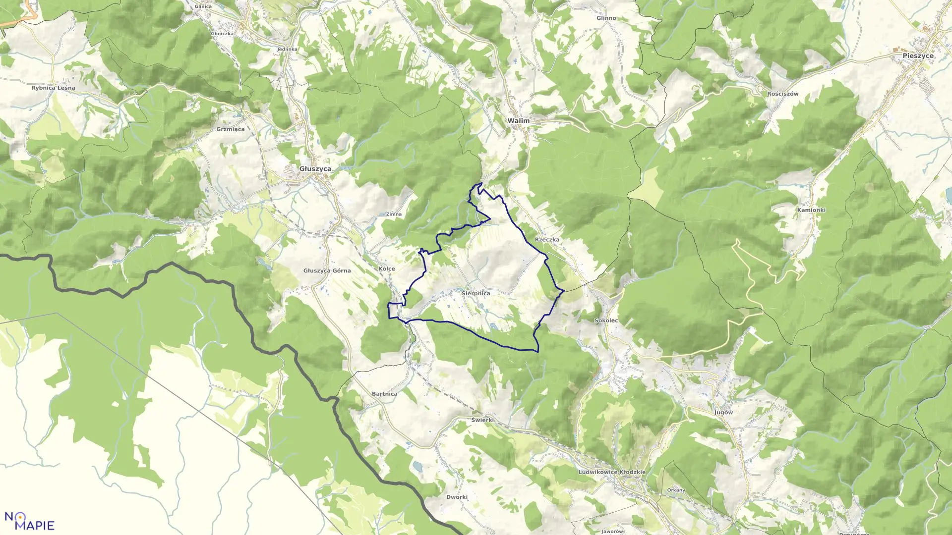 Mapa obrębu SIERPNICA w gminie Głuszyca